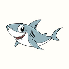 Happy Cartoon Shark Wearing Sunglasses Waving