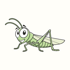 Cartoon grasshopper walking on a white background