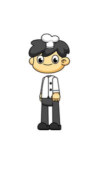 Surprised Chef, Cute Chibi Cartoon Animation with Shocked Expression 