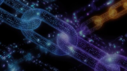 A chain of links with a blue and orange color scheme