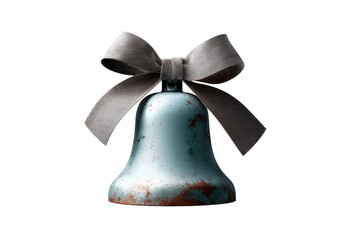 Decorative bell with a ribbon resting on a transparent background