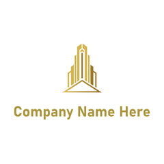  Gold real estate logo with a highrise and house outline