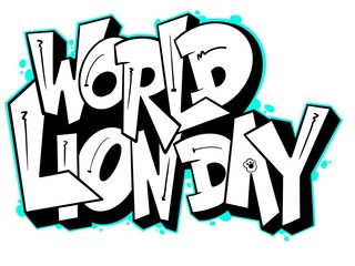 world lion day illustration, digital letter world lion day with a cool and unique simple graffiti pattern, suitable for campaign designs about lions