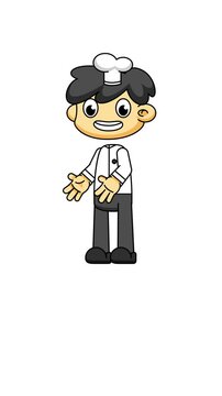 Chef Speaking Animation in Chibi Cartoon Style, Looping Greenscreen Motion 