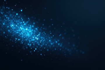 Abstract Light Blue Particles and Glowing Squares on Dark Background for Digital Designs
