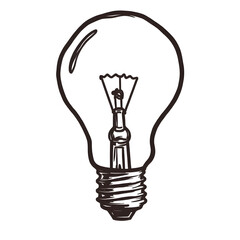 Light bulb sketch in black and white for creativity concept