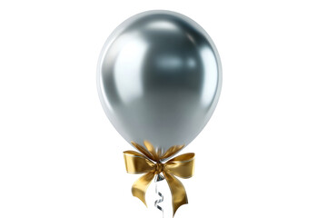 Elegant silver balloon with golden ribbon for celebrations