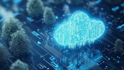 Cloud computing circuit board graphic - Powered by Adobe