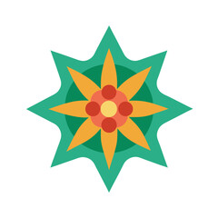 Obraz premium Colorful geometric flower or star design on a white background perfect for decorations.