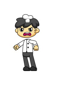 Angry Chef Chibi Cartoon Animation, Looping with Clear Greenscreen Background 