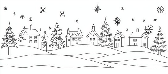 Elegant illustration of a winter scene in a single stroke