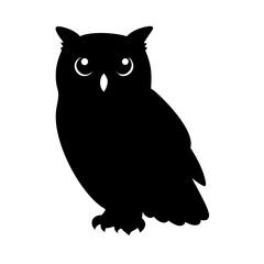 Fototapeta premium Owl Black Silhouette – Nocturnal Bird and Wildlife Icon