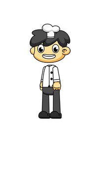 Welcoming Chibi Chef Animation, Loop in Cute Cartoon Style with Greenscreen 