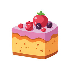 Delicious cake slice with strawberry and berries vector illustration image on transparent background