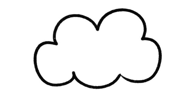 Hand drawn frame by frame animation of speech bubble. Looped cloud animation on a white background. Space for text, banner.