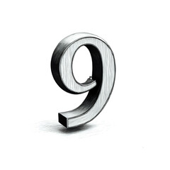 Illustration of number nine artwork design for graphic and creative projects on transparent background