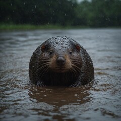 Naklejka premium sea lion in the water