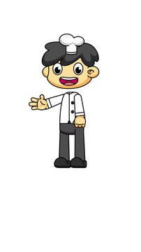 Chibi Chef Talking with Hand Movement, Cartoon Animation Loop on Greenscreen 