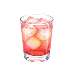 Watercolour Illustration of Paloma Cocktail Drink on Transparent PNG Background