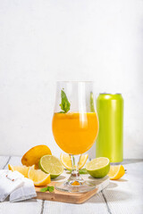 Trendy tea cocktail set, sparkling tea soda