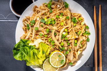 Asian shimeji noodles dish