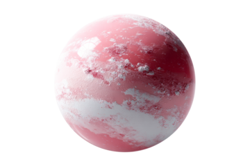 Colorful pink planet with clouds on a transparent background