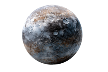 Detailed depiction of Pluto with surface features and textures