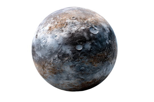 Detailed depiction of Pluto with surface features and textures