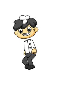 Jumping Chef in Chibi Cartoon Style, Bouncy Loop Animation on Greenscreen