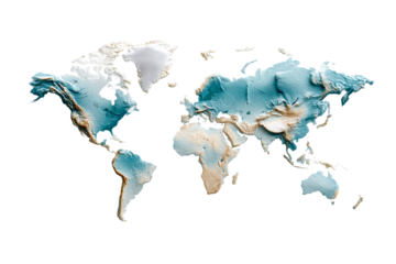 Detailed relief map of the world showcasing geographic features