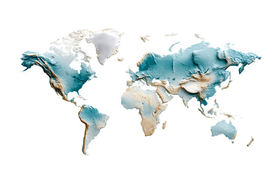 Detailed relief map of the world showcasing geographic features