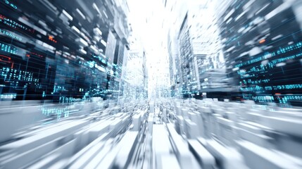 A computer generated image of a city with a white background and blue