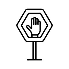 Obraz premium Stop hand signal traffic sign in minimalist line art style 