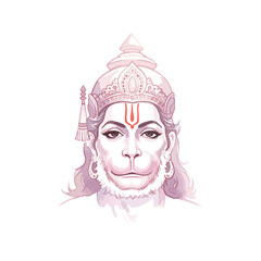 Watercolour Illustration of Lord Hanuman on Transparent PNG Background