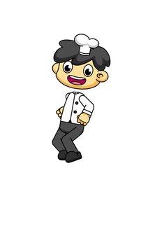 Running Chibi Chef Cartoon, Fast Motion Loop Animation on Greenscreen 