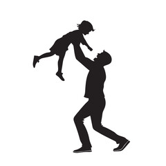 Happy fathers day with dad and children silhouette