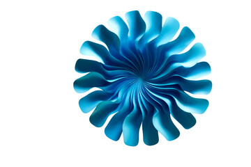 Colorful spiral with layered blue petals on clear background