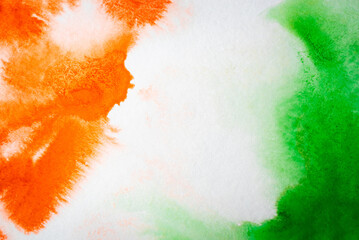 Watercolor background in the colors of the Indian flag for independence day. Website banner and...