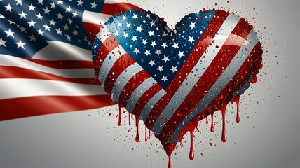 Heart in balloon shape, stylized sight or symbol. Festive art object for USA. American national celebration design. Bright vector 3d cartoon illustration in minimal realistic style.