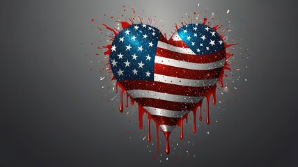 Heart in balloon shape, stylized sight or symbol. Festive art object for USA. American national celebration design. Bright vector 3d cartoon illustration in minimal realistic style.