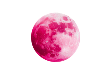 Bright pink moon on a transparent background for creative use