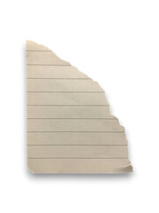 Torn edge of a lined notebook paper with a soft off-white color against a transparent background showcasing its texture and format