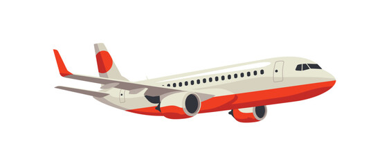 Modern Passenger Airplane in Flight Isolated Illustration