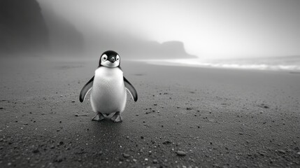 Cute penguin on beach