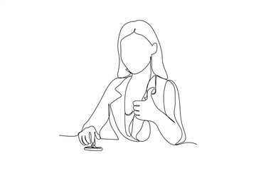 singel line drawing business woman strong and confident young females leadership and unique business idea one line art vector illustration (3)