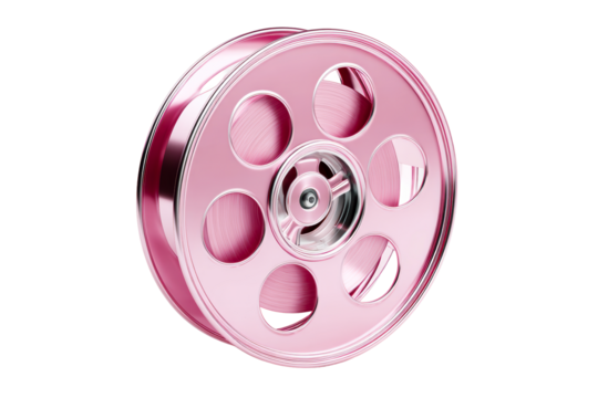 Film reel in pink color with a transparent background - Powered by Adobe