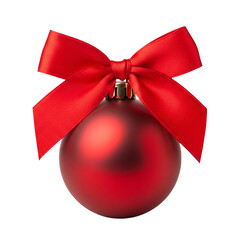 red christmas ball with ribbon