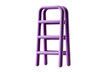 Colorful purple ladder stands tall against a transparent background