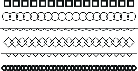 Black Vintage Frame and Border Vector Set &ndash; Seamless Floral Lace Decorations, Postage Stamp Style Labels, Ornamental Line Art for Invitations, Paper Crafts, Mail, and Elegant Retro Design Projects
