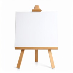 Blank White Canvas on Wooden Easel
